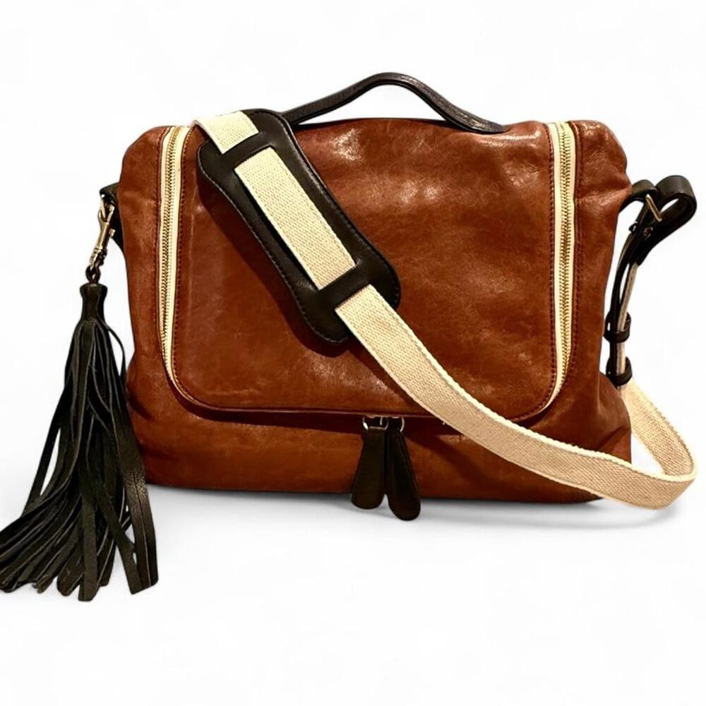 Rare Kempton & Co. Leather & Canvas Tech Crossbody Messenger Bag